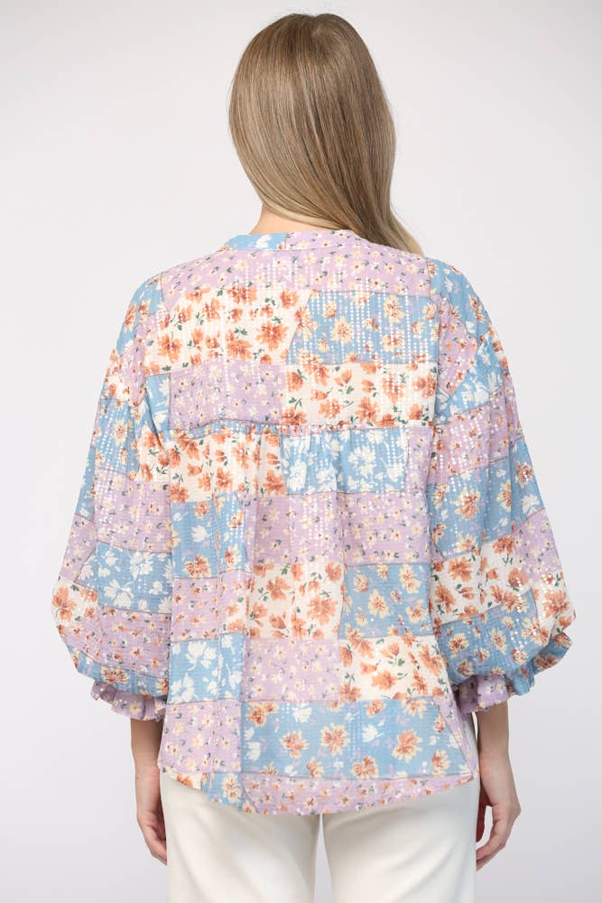 Blue/Lvndr Sequin Top