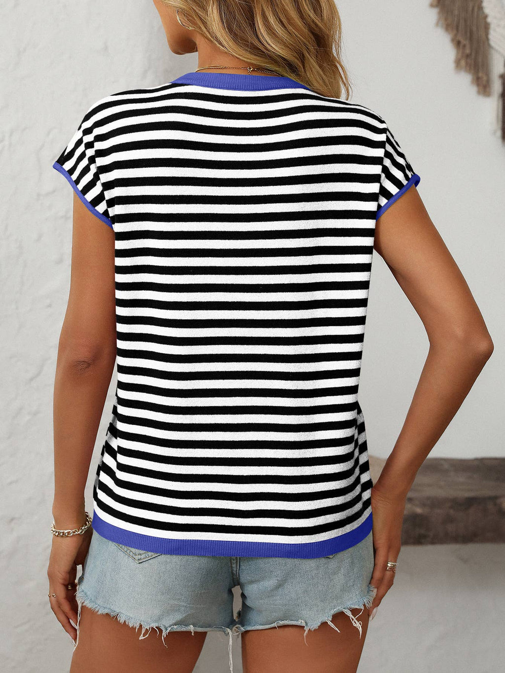 Cloudy Blue Striped Top