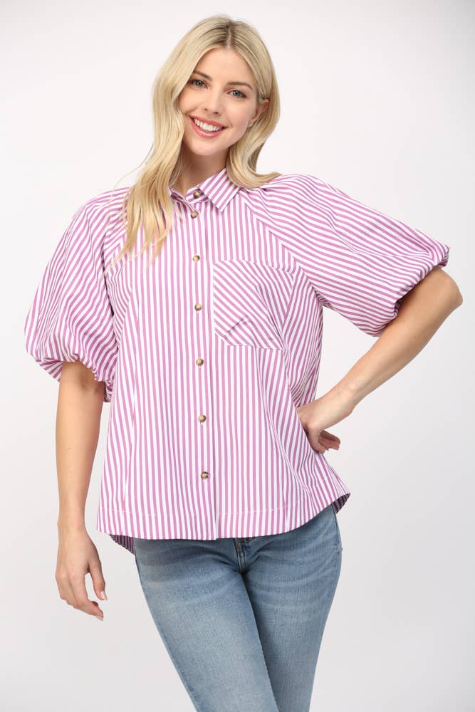 Magenta Stripe Top