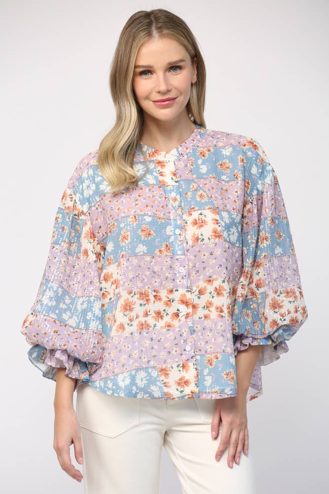 Blue/Lvndr Sequin Top