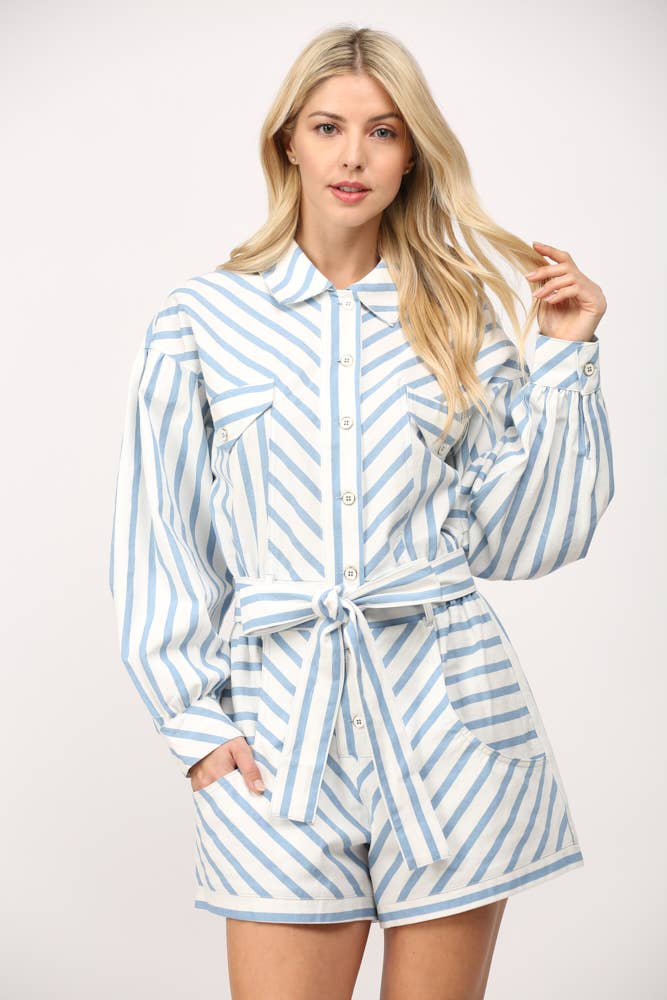Blue/White Romper