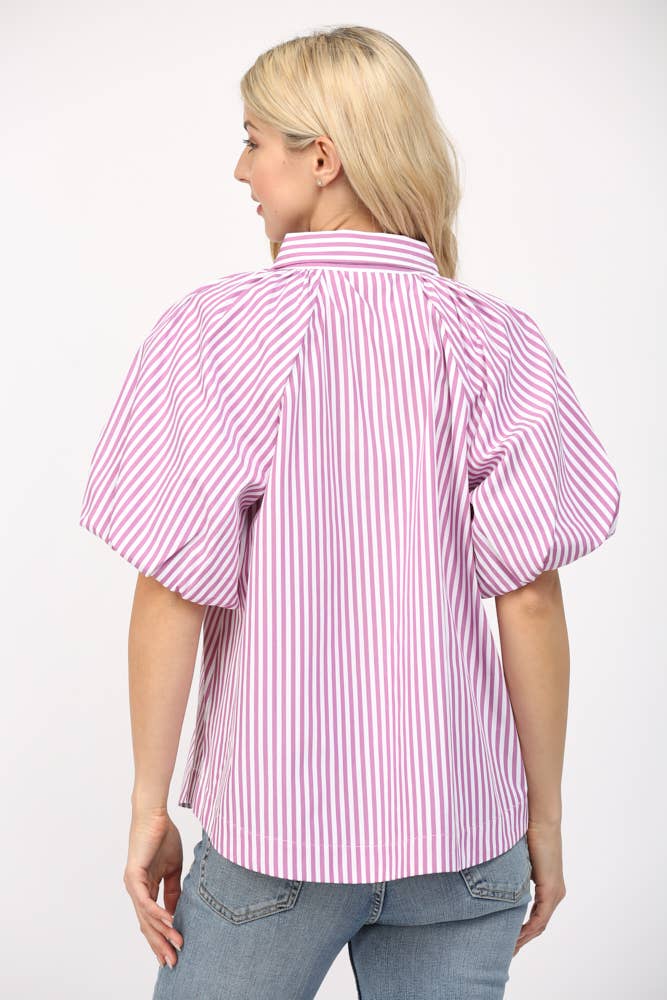 Magenta Stripe Top