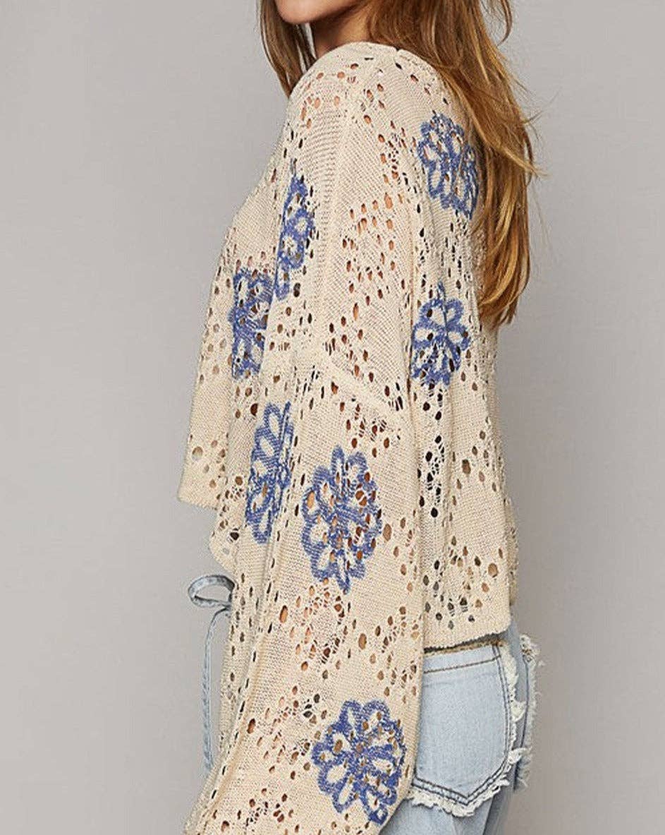 Floral Eyelet Sweater