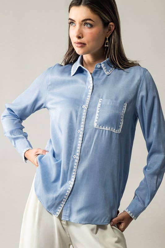 Denim Scallop Shirt