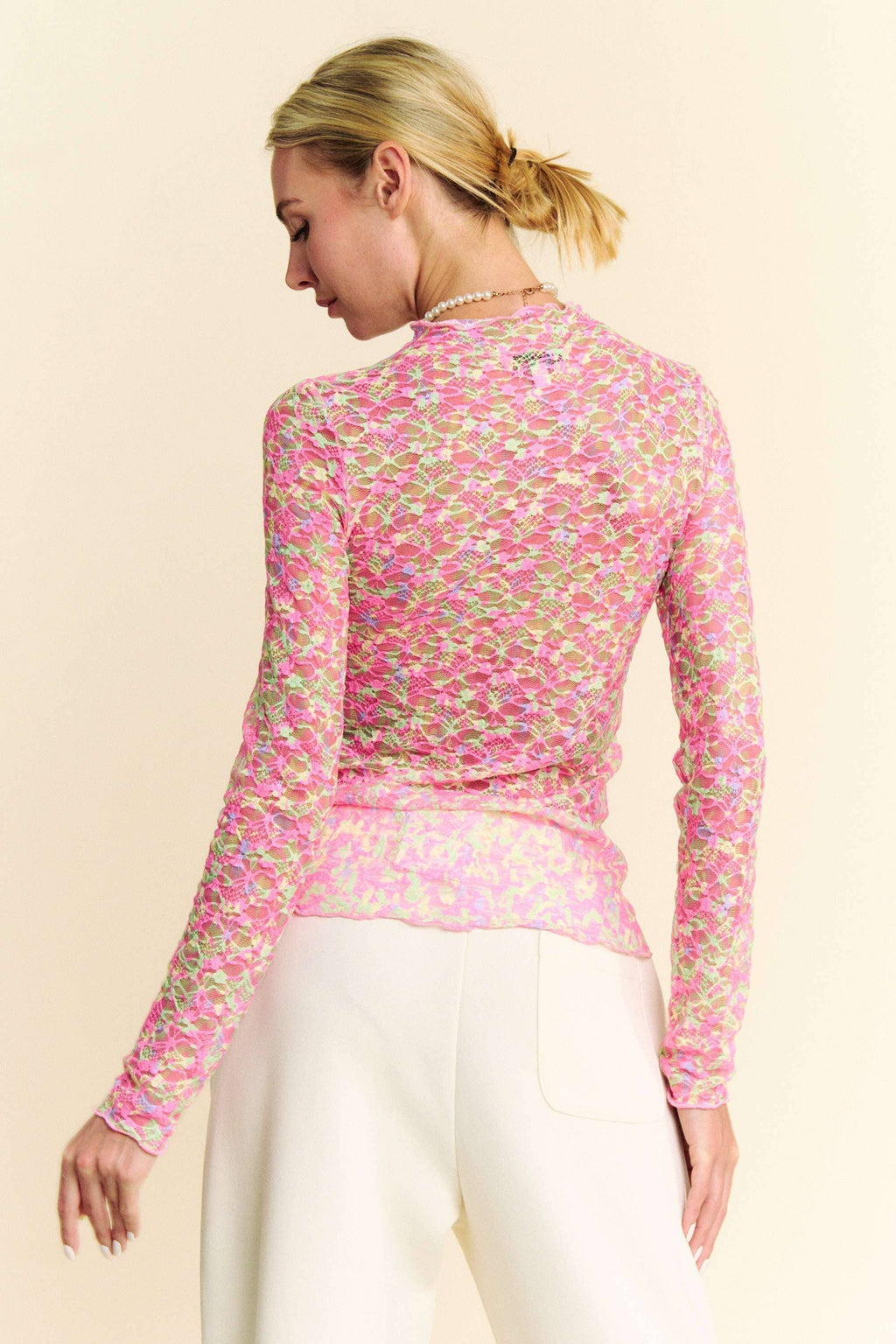 Pink Garden Mesh Top