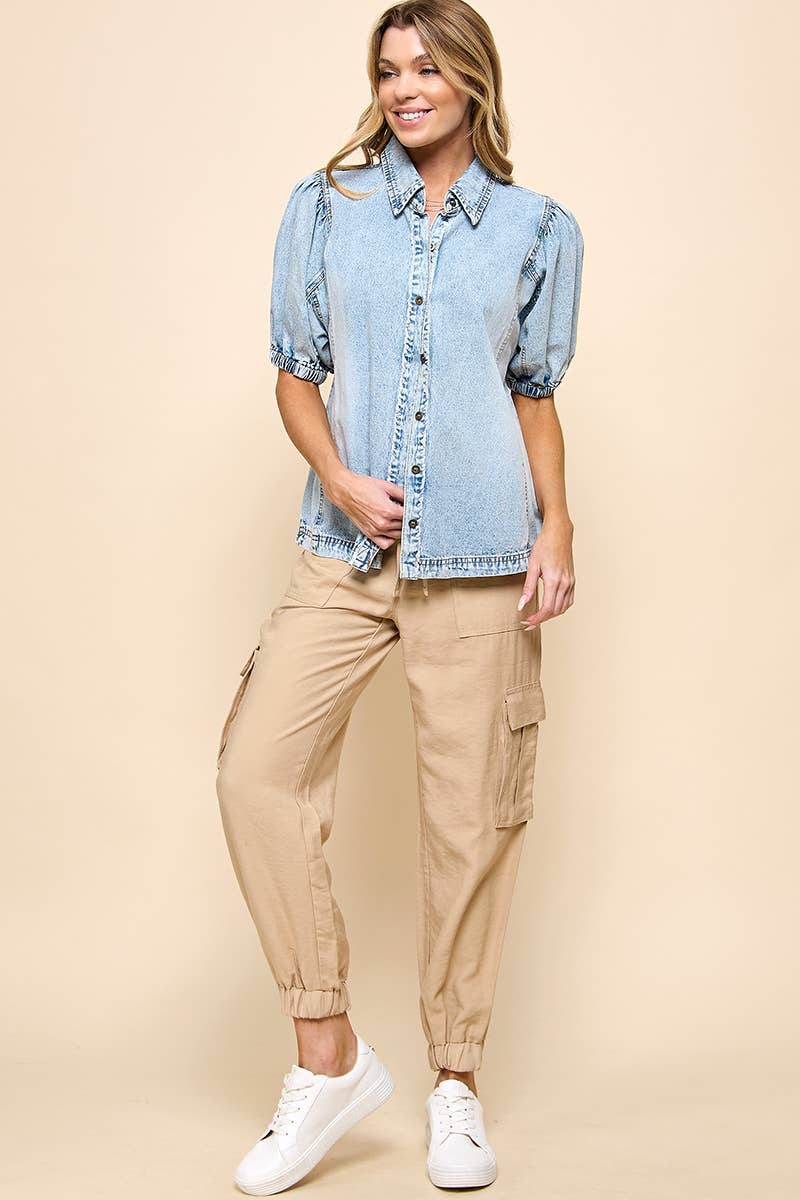 Washed Denim Top