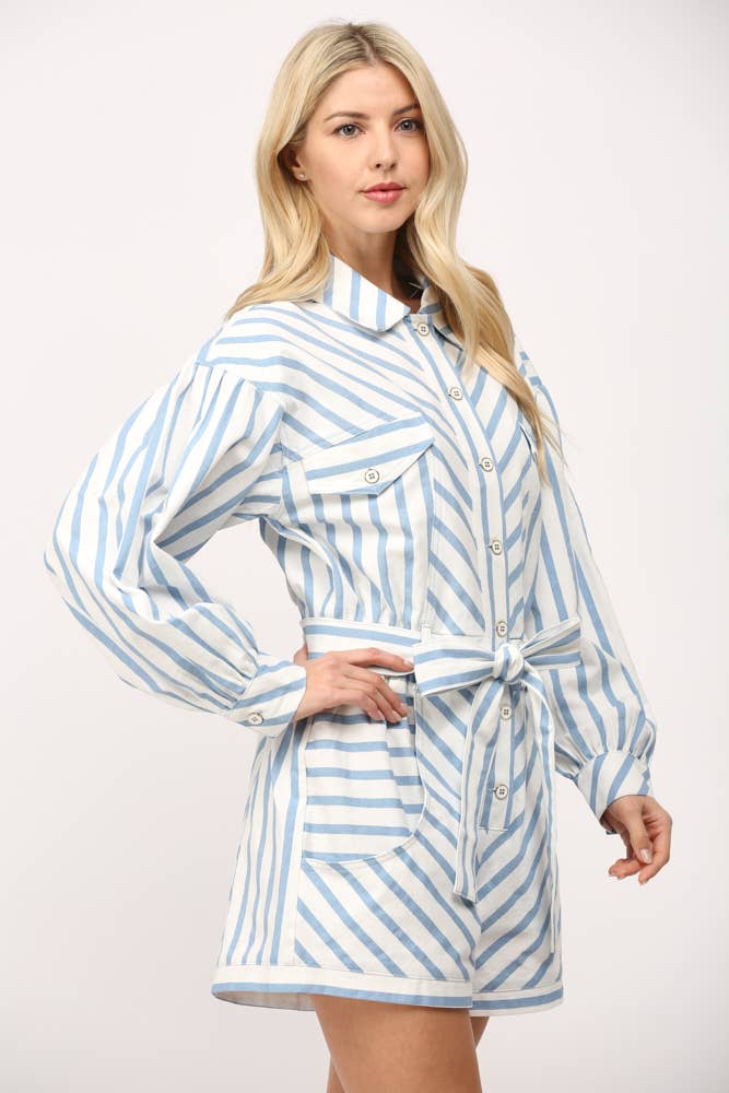 Blue/White Romper