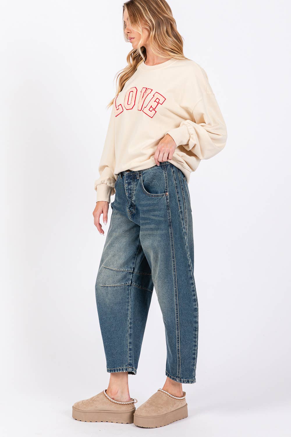 CLASSIC BARREL STYLE LEGS JEANS (SP7237)
