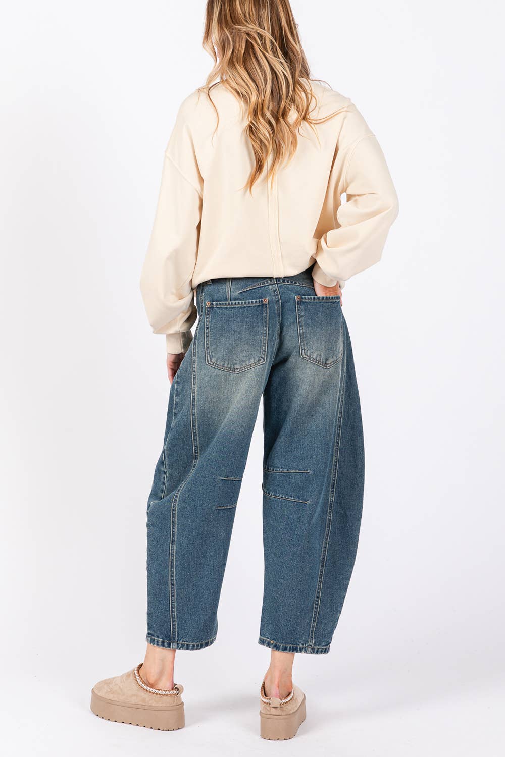 CLASSIC BARREL STYLE LEGS JEANS (SP7237)
