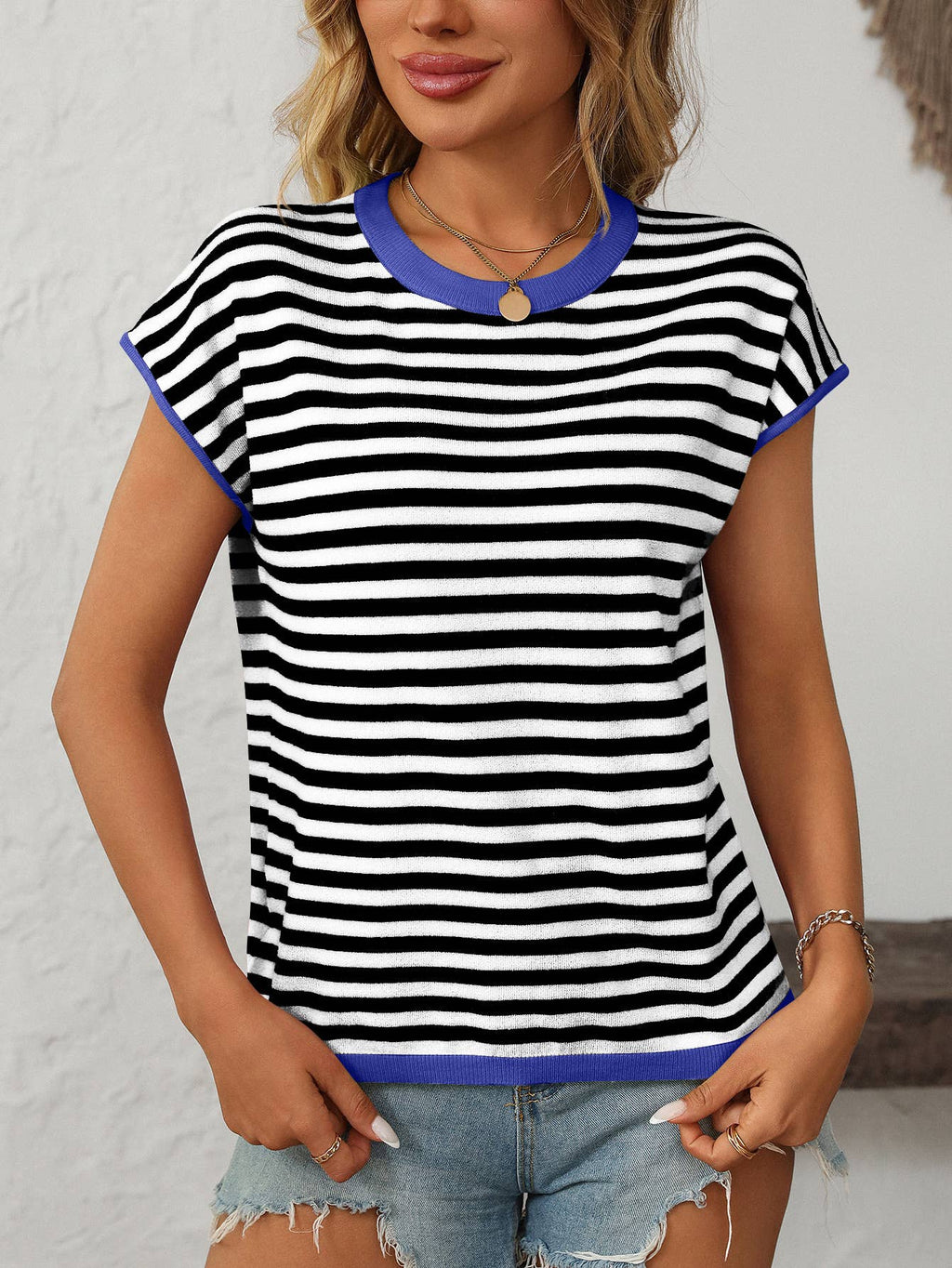 Cloudy Blue Striped Top