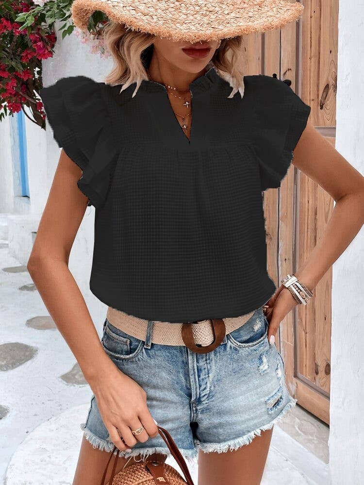Black Ruffle Blouse