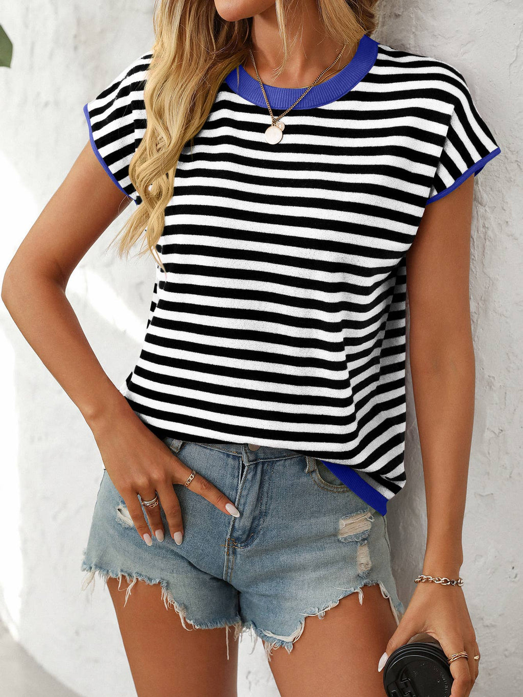 Cloudy Blue Striped Top