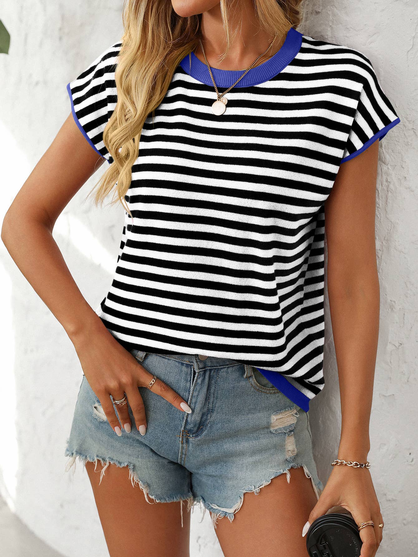 Cloudy Blue Striped Top