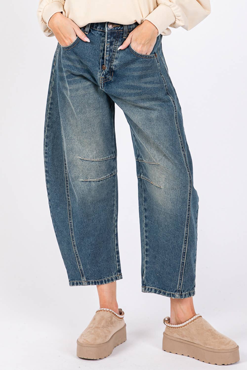 CLASSIC BARREL STYLE LEGS JEANS (SP7237)