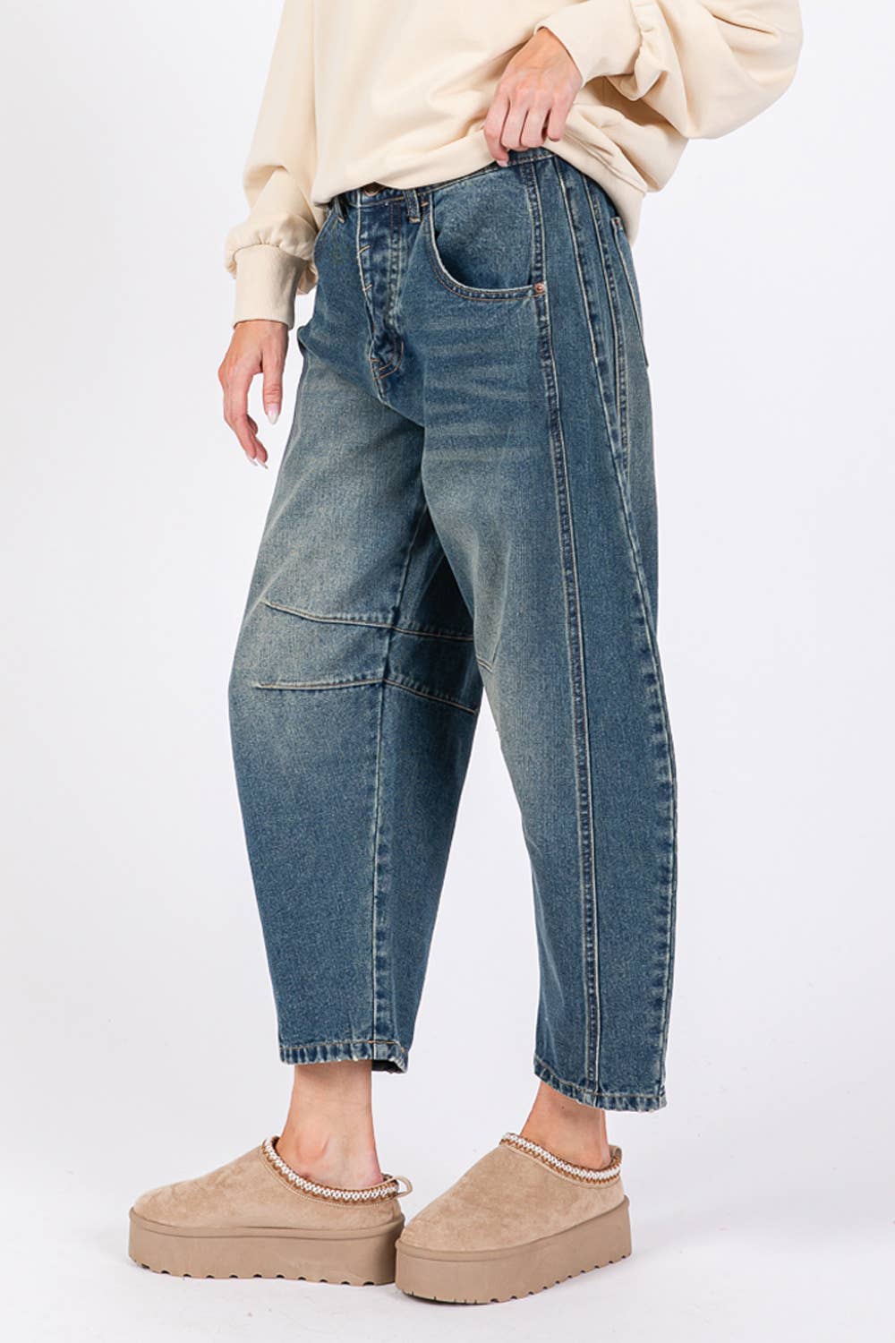 CLASSIC BARREL STYLE LEGS JEANS (SP7237)