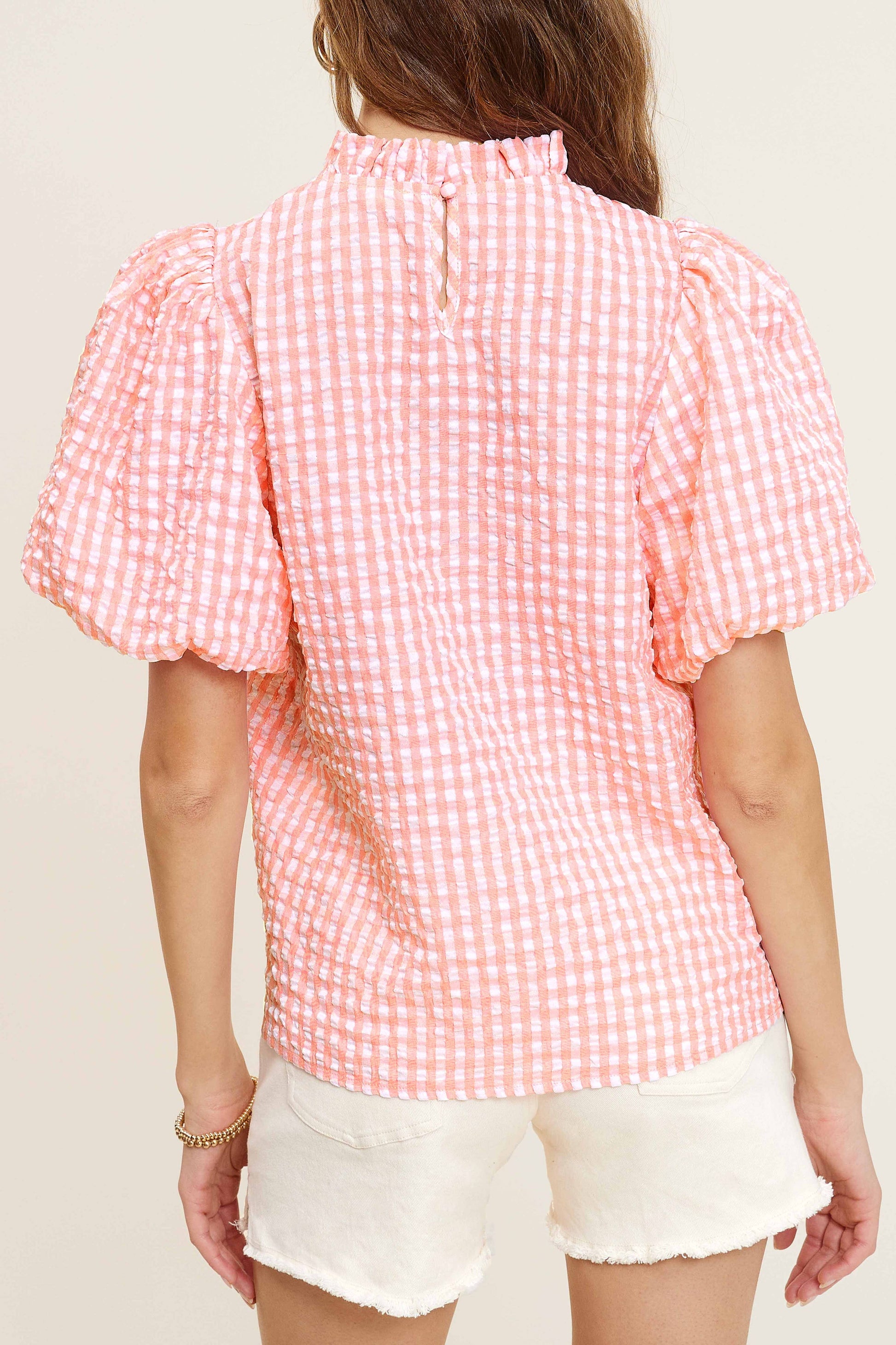 Checkered top in Latte or Peach