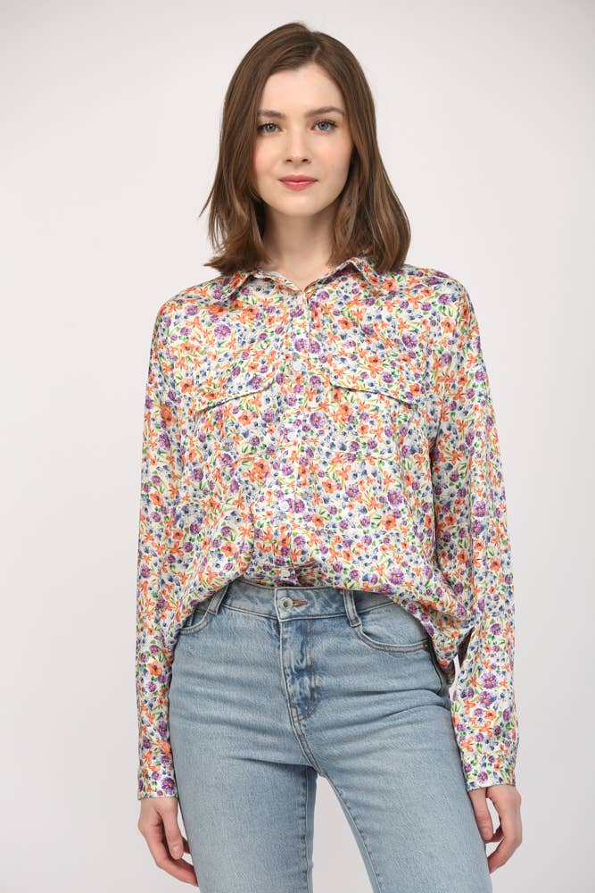 Orng/Purp Floral Top