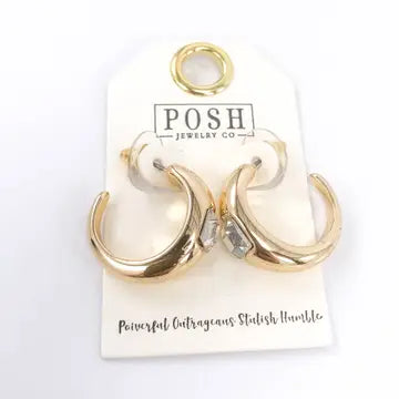 Posh Gold Rhinestone Hoop Earring