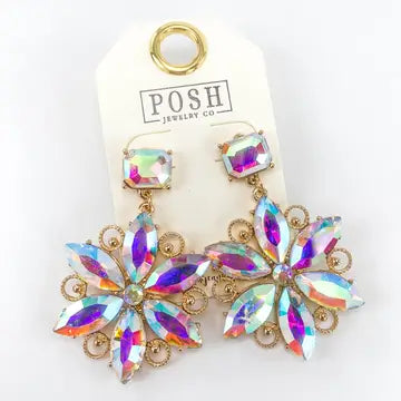 Posh Rhinestone Flower Earring