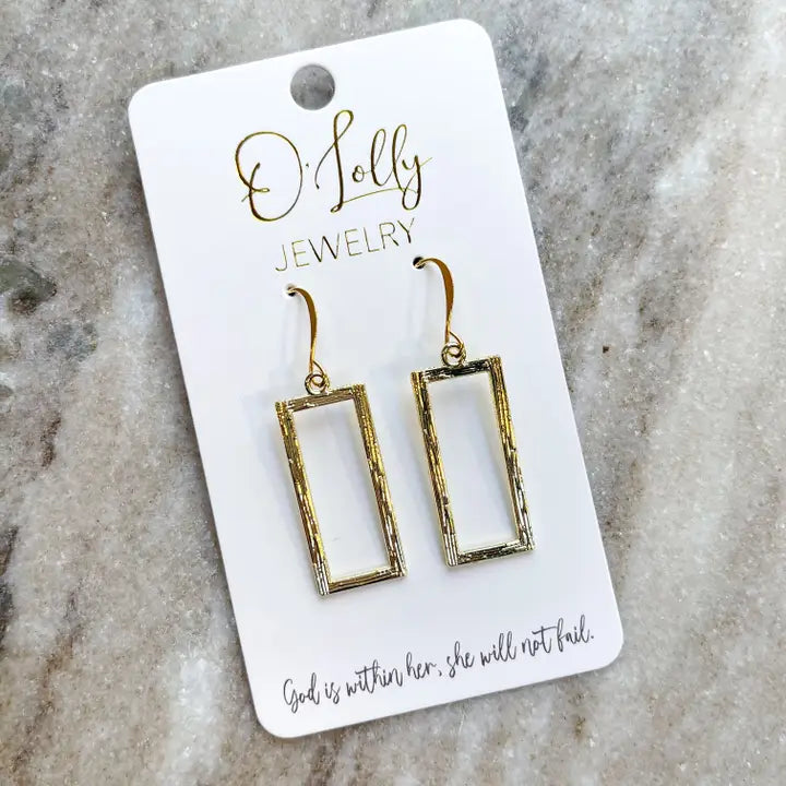 O'Lolly Gold Rectangle Earring